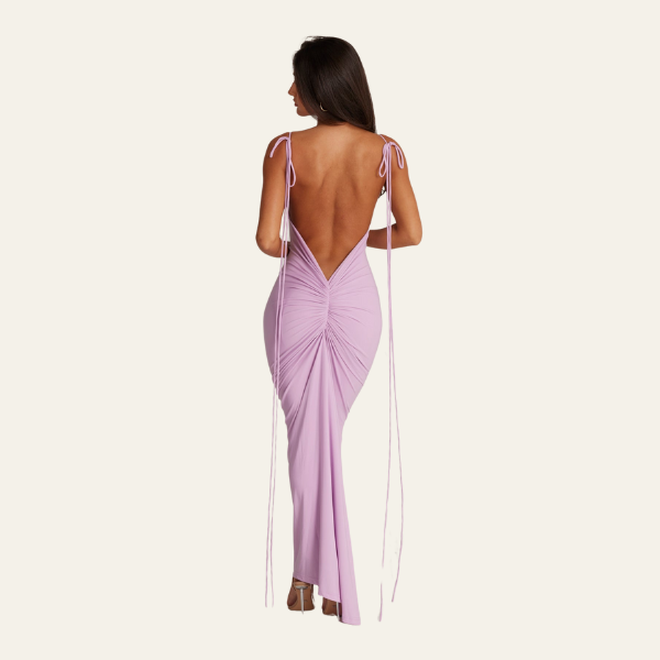 ST TROPEZ RUCHED BACKLESS DRESS