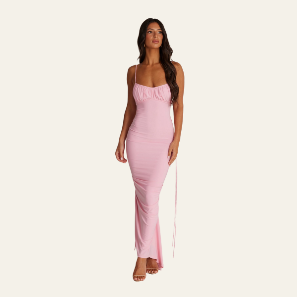 ST TROPEZ RUCHED BACKLESS DRESS