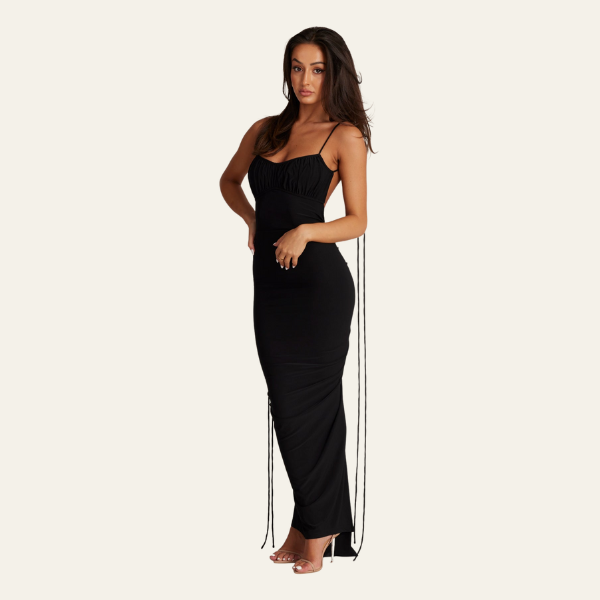 ST TROPEZ RUCHED BACKLESS DRESS