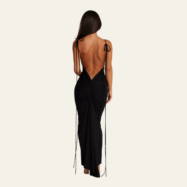 ST TROPEZ RUCHED BACKLESS DRESS