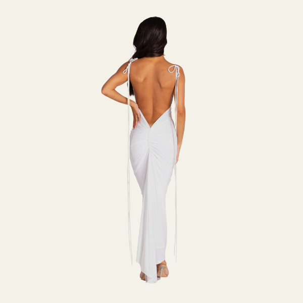 ST TROPEZ RUCHED BACKLESS DRESS