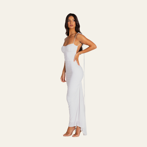 ST TROPEZ RUCHED BACKLESS DRESS