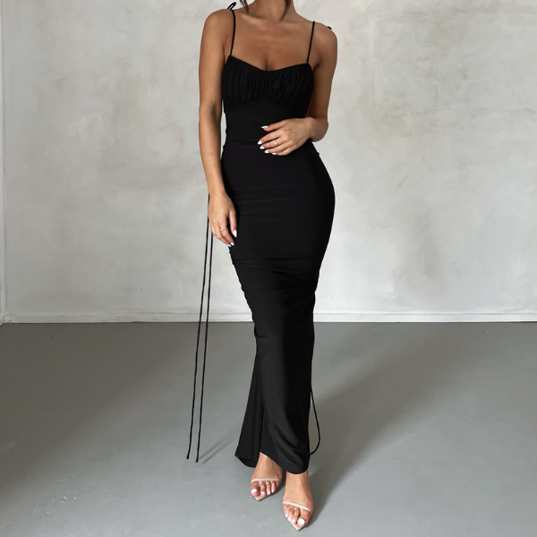 ST TROPEZ RUCHED BACKLESS DRESS