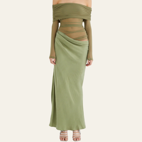 FLORENCE OFF-SHOULDER MESH MAXI DRESS