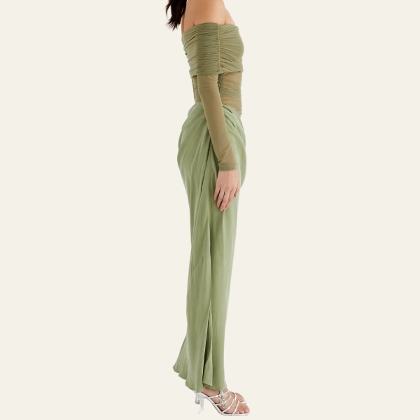 FLORENCE OFF-SHOULDER MESH MAXI DRESS