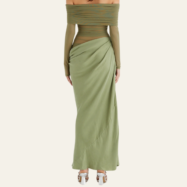 FLORENCE OFF-SHOULDER MESH MAXI DRESS