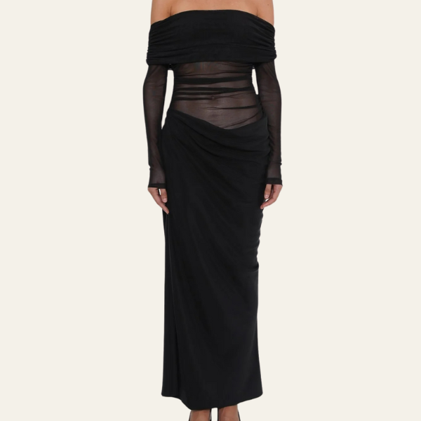 FLORENCE OFF-SHOULDER MESH MAXI DRESS