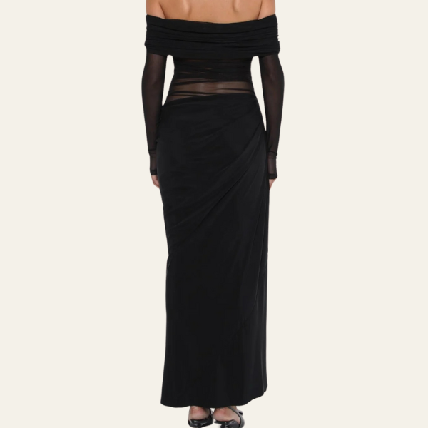 FLORENCE OFF-SHOULDER MESH MAXI DRESS