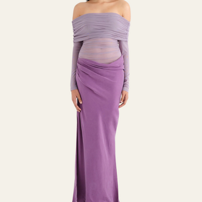 FLORENCE OFF-SHOULDER MESH MAXI DRESS