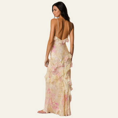 VENICE FLORAL CHIFFON MAXI DRESS