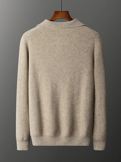 100% CASHMERE HALF ZIP SWEATER