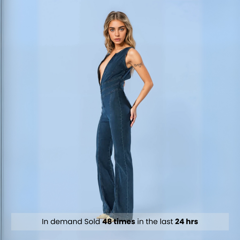 CAPRI CURVE-HUGGING DENIM JUMPSUIT