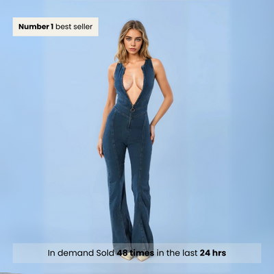 CAPRI CURVE-HUGGING DENIM JUMPSUIT