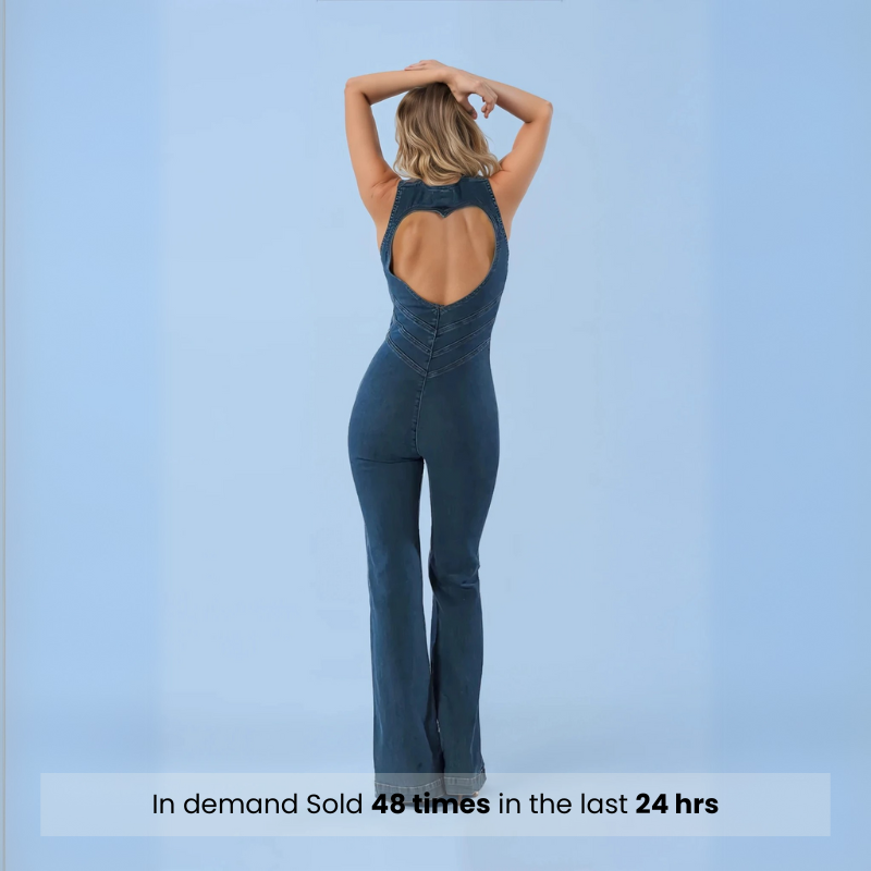 CAPRI CURVE-HUGGING DENIM JUMPSUIT