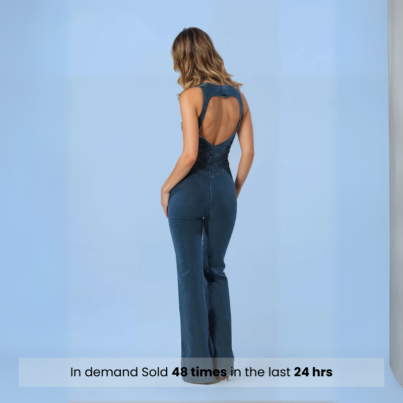 CAPRI CURVE-HUGGING DENIM JUMPSUIT