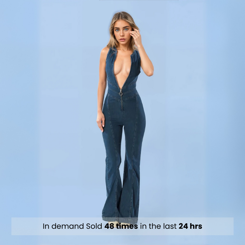 CAPRI CURVE-HUGGING DENIM JUMPSUIT