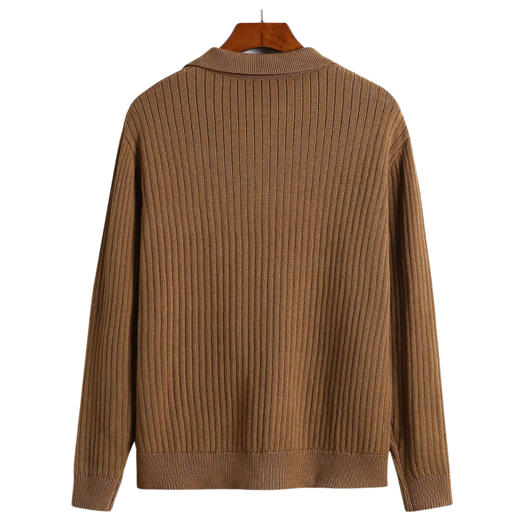 VIENNA RIBBED POLO SWEATER