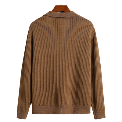 VIENNA RIBBED POLO SWEATER