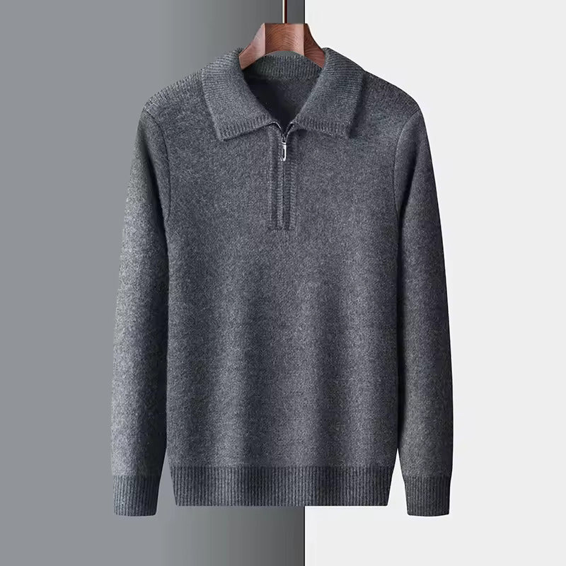 100% CASHMERE QUATER ZIP SWEATER