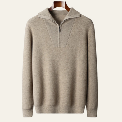 100% CASHMERE HALF ZIP SWEATER